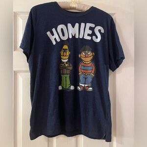 Homies Bert & Ernie Sesame Street Graphic Navy Blue T-Shirt